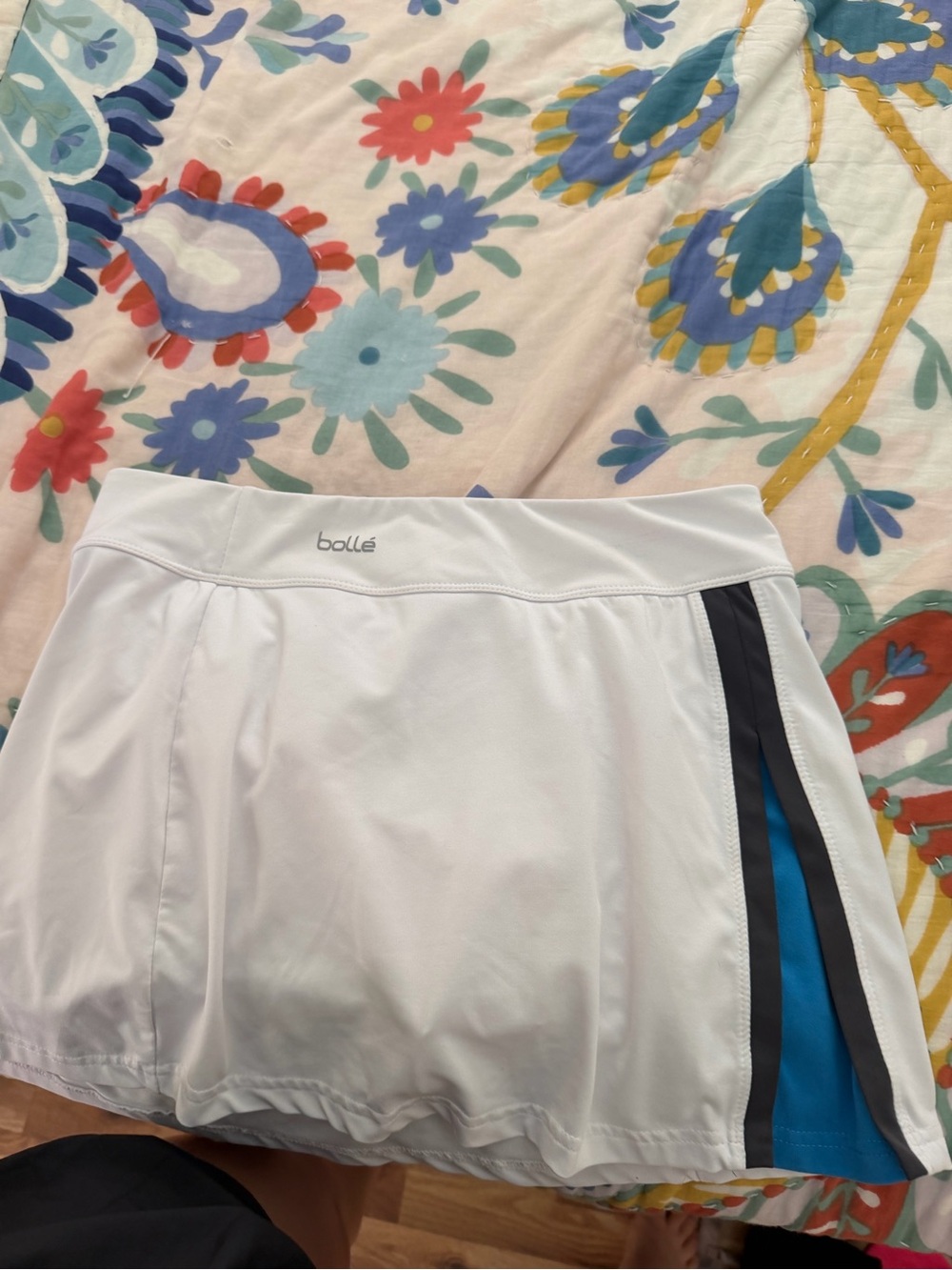 bolle White Tennis Skort with Blue and Black Side Panels